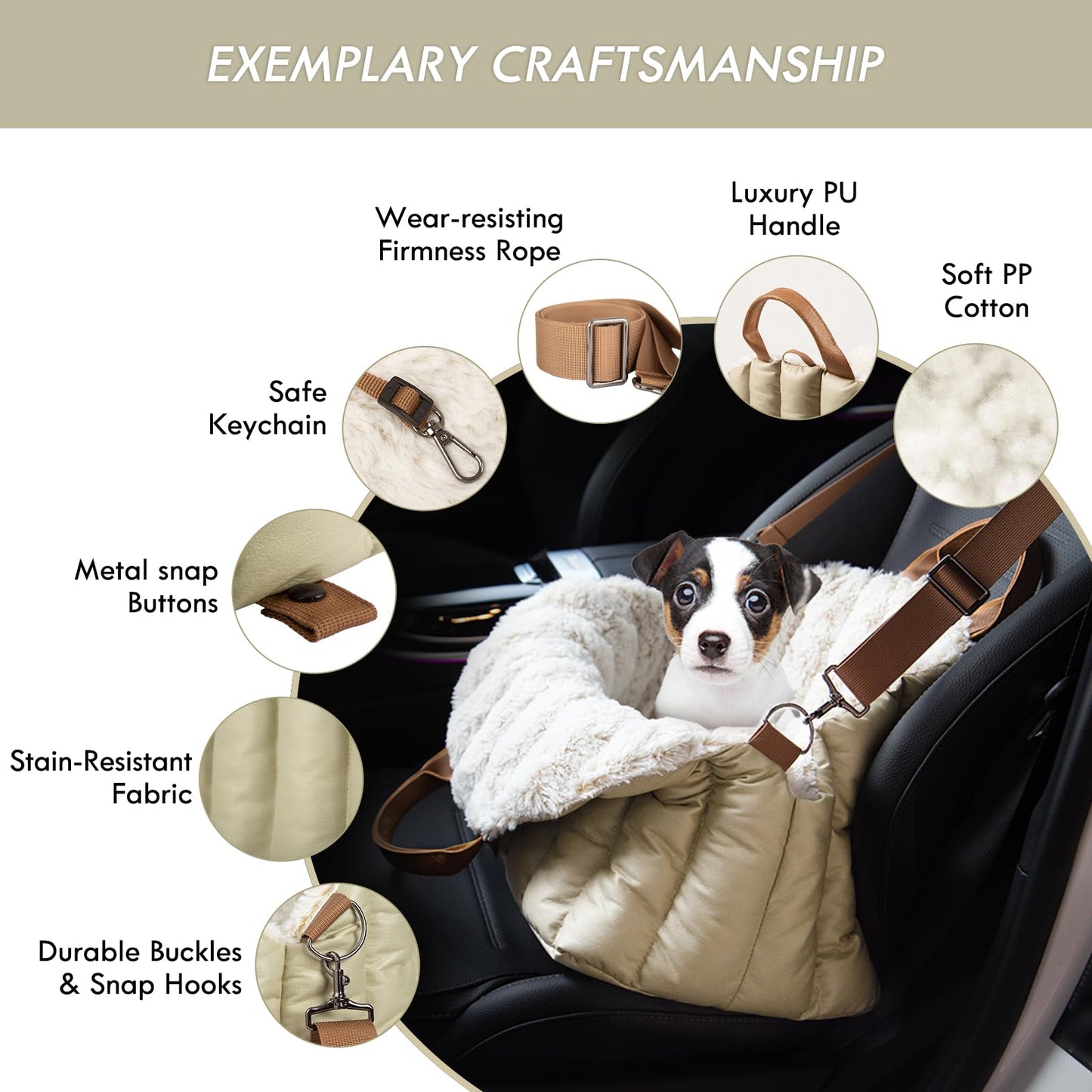 Small Dog Car Seat & Travel Carrier & Pet Bed - Fleece