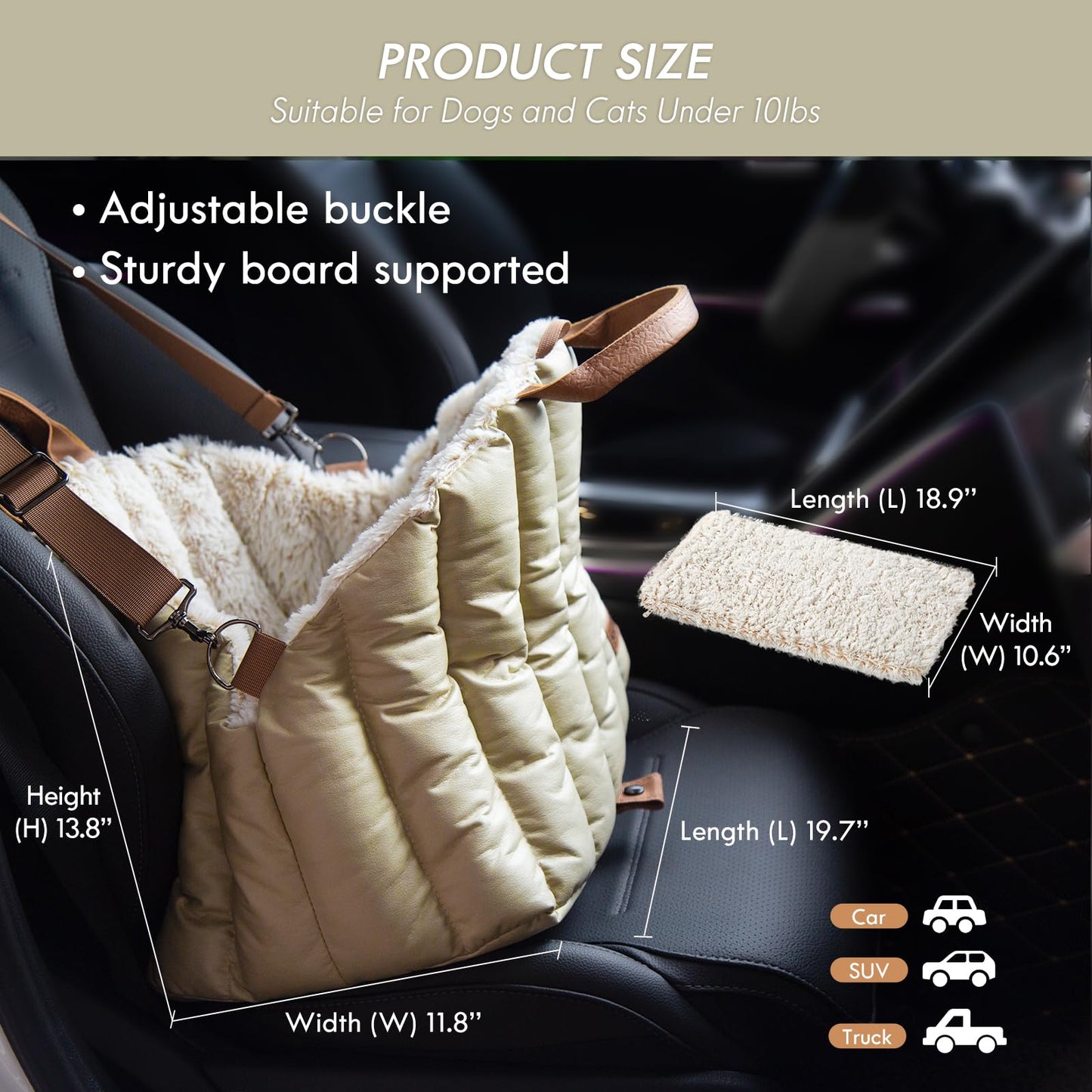 Small Dog Car Seat & Travel Carrier & Pet Bed - Fleece