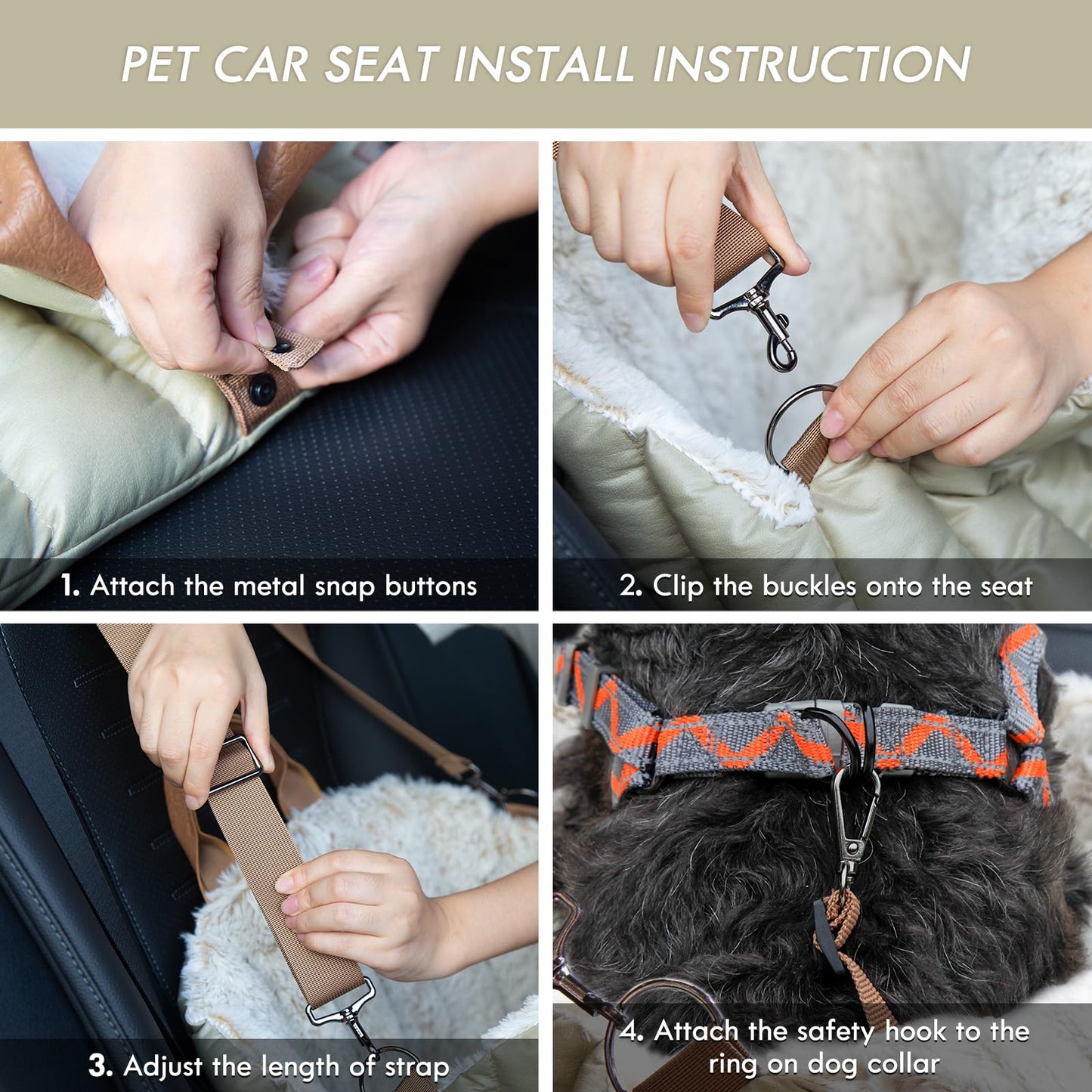 Small Dog Car Seat & Travel Carrier & Pet Bed - Fleece