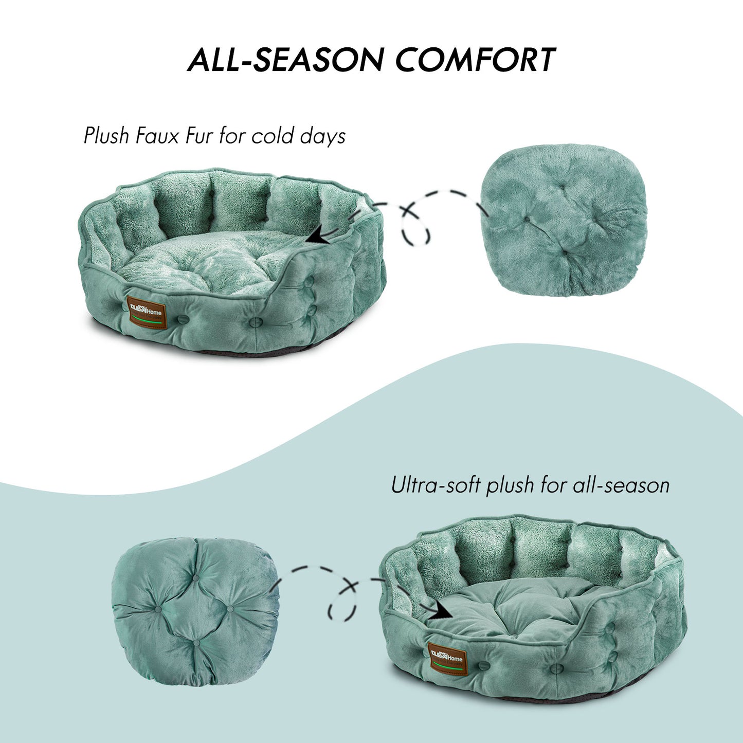 Upgrade Plush Faux Fur Washable Round Cat Beds