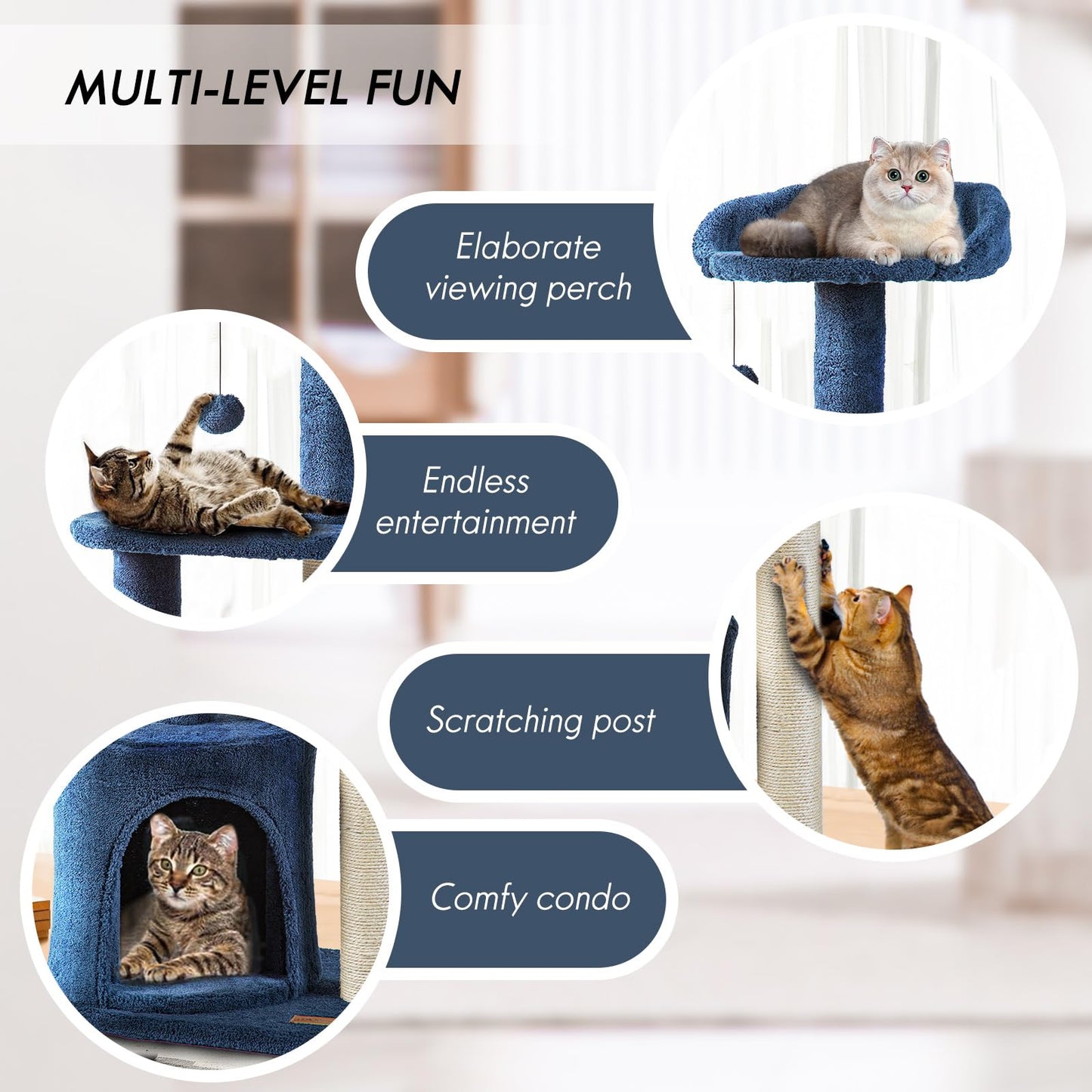 Deep Denim Blue Cat Tree