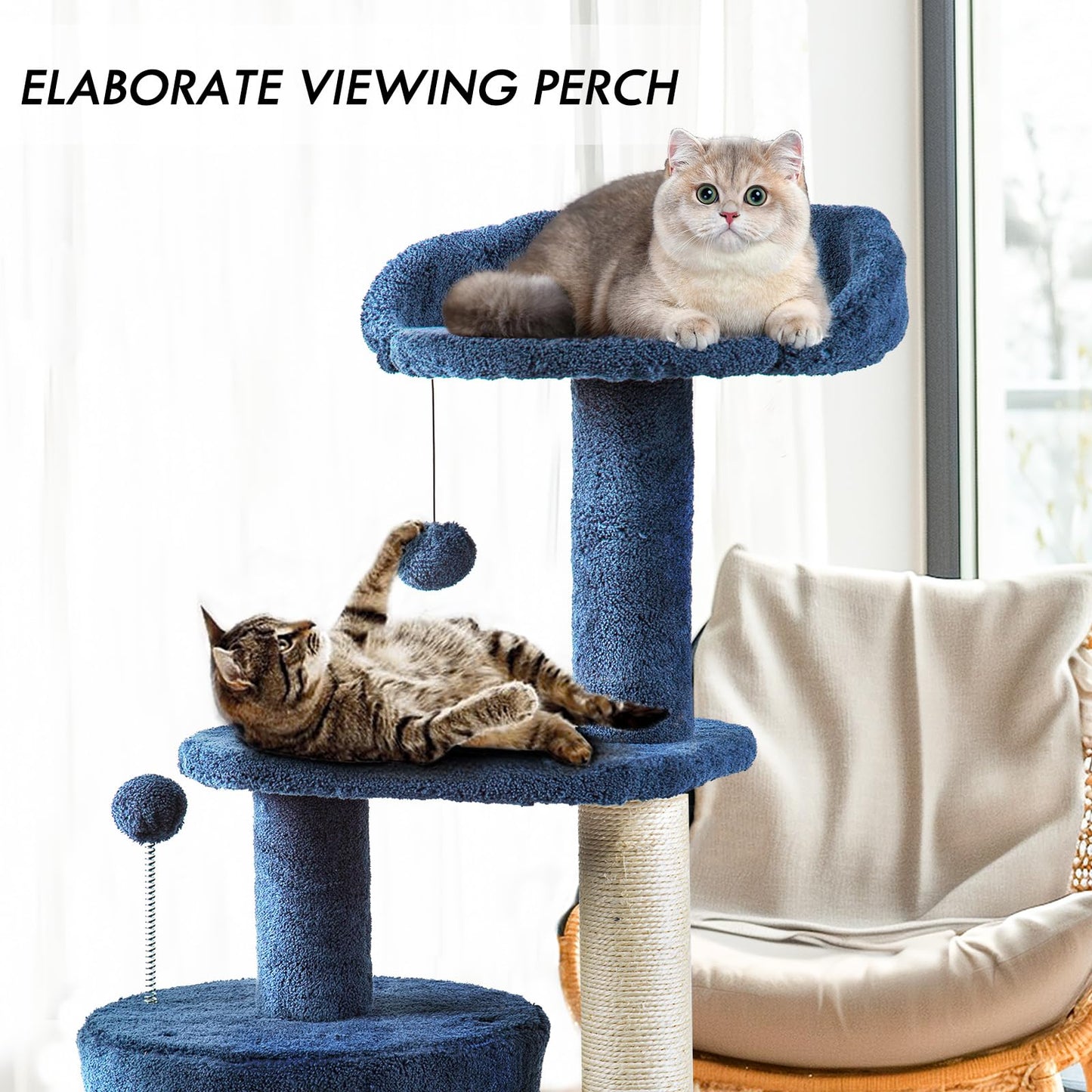 Deep Denim Blue Cat Tree