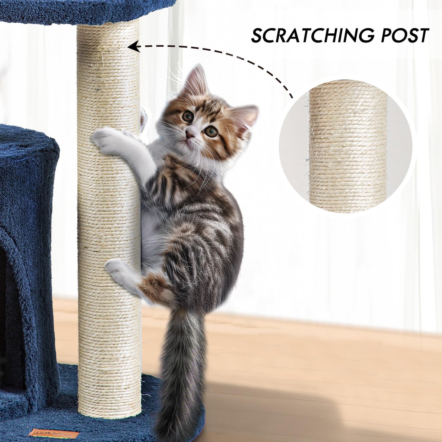 Deep Denim Blue Cat Tree